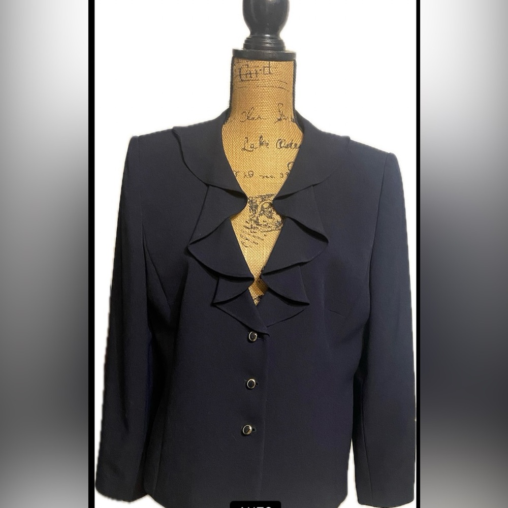 Women's Black Blazer with Ruffle Detail
